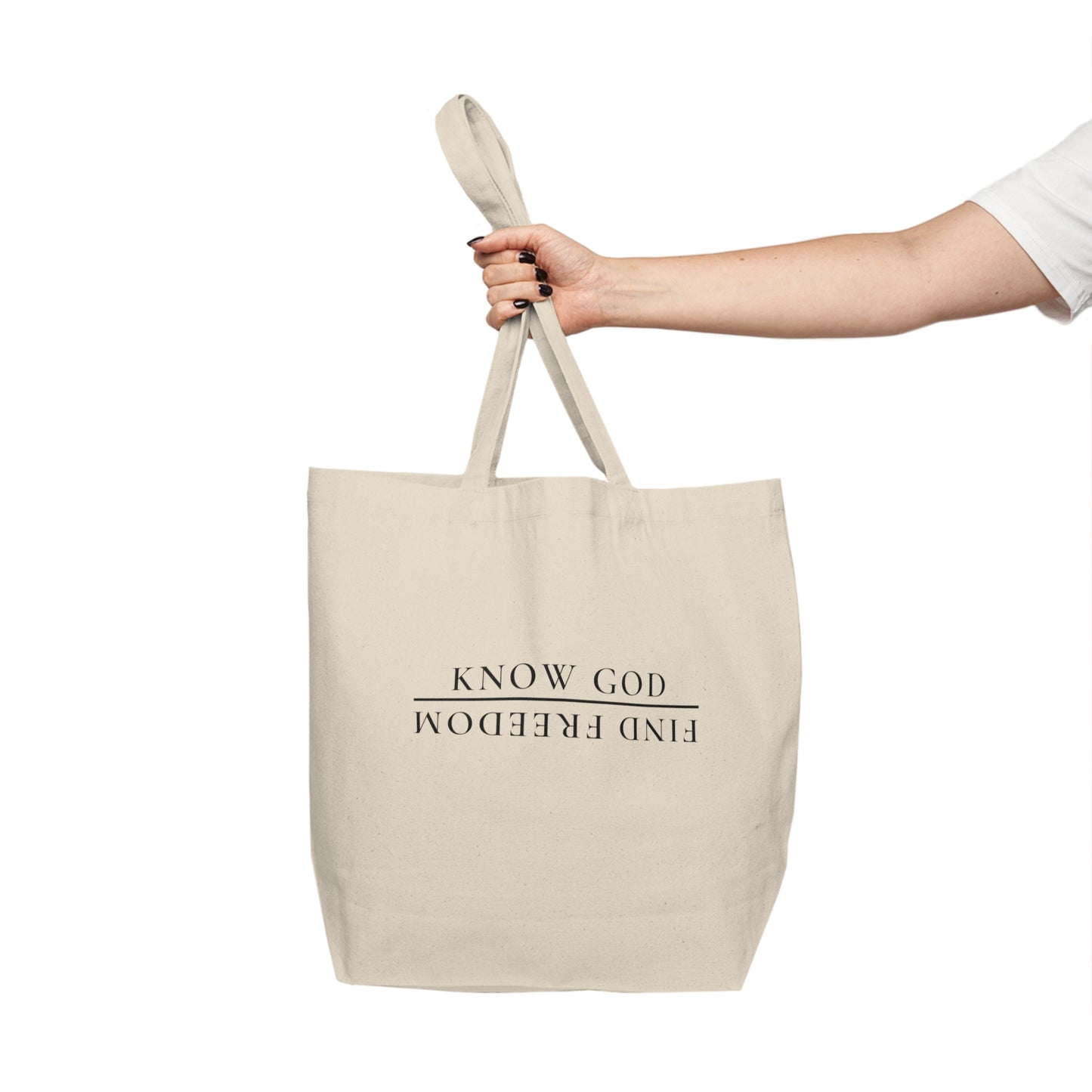 Know God, Find Freedom Tote Bag.